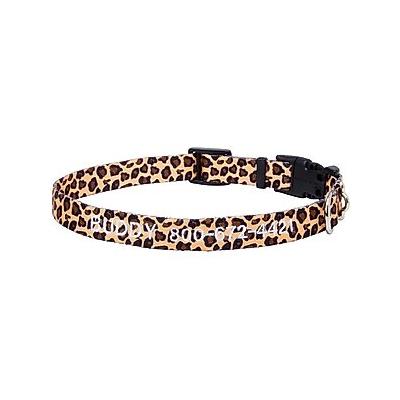 Frisco Leopard Print Polyester Personalized Dog Collar, Medium: 14 to 20-in neck, 3/4-in wide