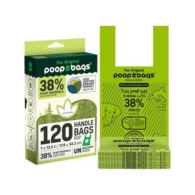 The Original Poop Bags 38% Plant-Based Pet Waste Tie Handle Bags, Green, Large, 120 count