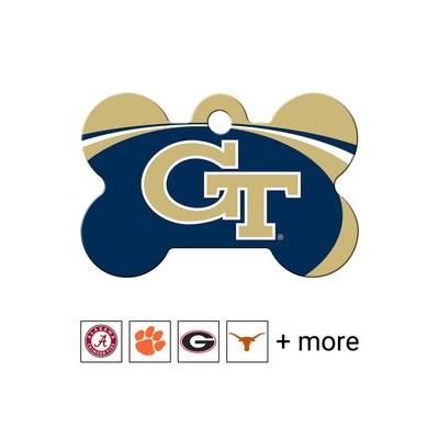 Quick-Tag NCAA Bone Personalized Dog ID Tag, Large, Georgia Tech Yellow jackets