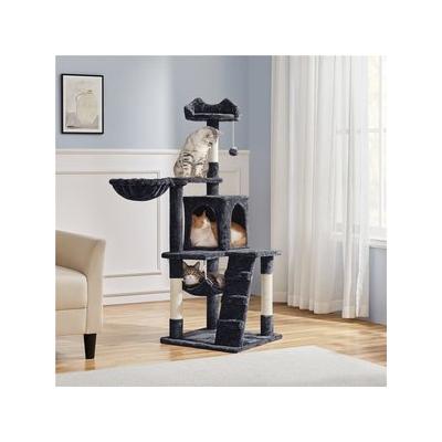 Yaheetech 51-in Plush Multi-Cat Kitten Tree & Condo, Black