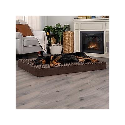 FurHaven NAP Deluxe Memory Foam Pillow Dog Bed with Removable Cover, Chocolate, Jumbo Plus