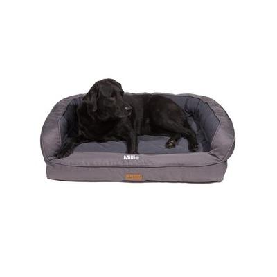 3 Dog Pet Supply EZ Wash Softshell Personalized Orthopedic Bolster Dog Bed with Removable Cover, Slate, Small