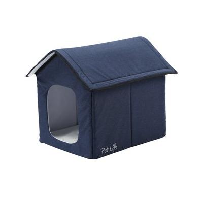 Pet Life Hush Puppy Electronic Heating & Cooling Smart Dog House, Navy, Small
