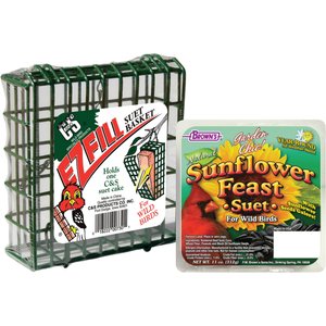 C&S Ez Fill Suet Basket Feeder + Brown's Garden Chic! Wild Bird Food, 11-oz tray