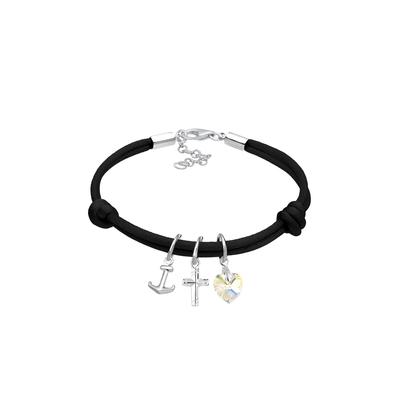 Elli - Kreuz Herz Anker Kristalle 925 Silber Armbänder & Armreife 1 ct Damen