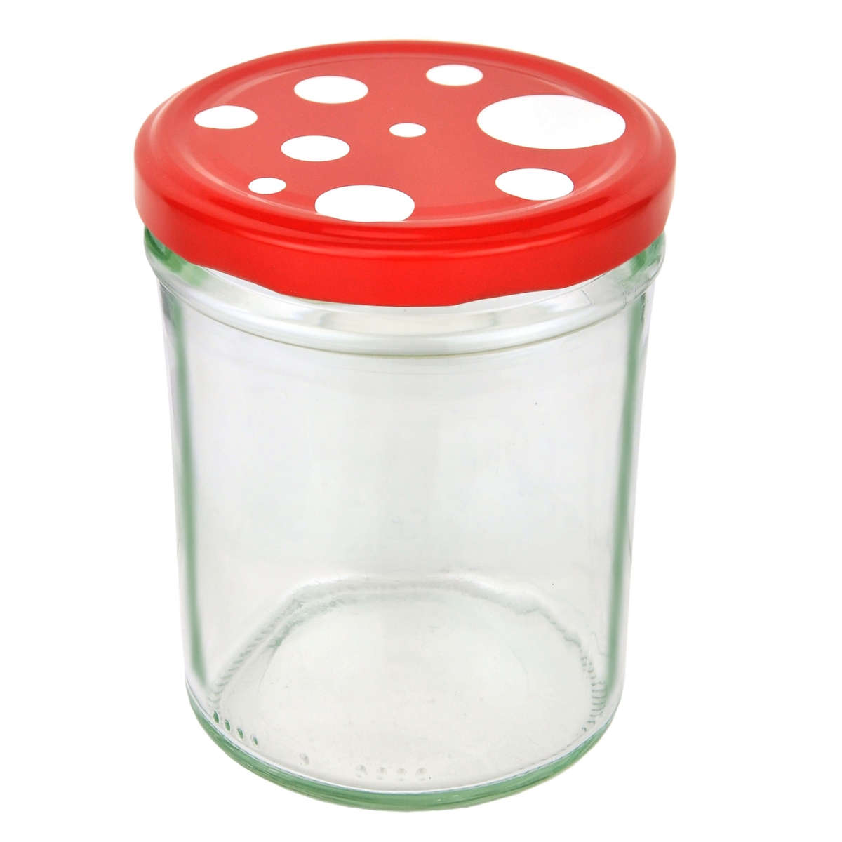 50er Set Sturzglas 435 ml To 82 Fliegenpilz Deckel rot weiß gepunktet incl. Diamant Gelierzauber Rezeptheft Image