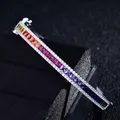 WPB-Bracelet de Luxe en Diamant Carré de Couleur Vive pour Femme Bijoux Fins Arc-en-Ciel Plaqué