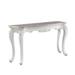 Sofa Table Scrolled Ornamental Details,Queen Anne Legs,Curved Apron,Marble Top White Finish,Size:55"L X 18"W X 30"H