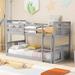 Twin Over Twin Solid Wood Bunk Bed with Guardrail