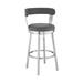 Metal Swivel Counter Barstool with Curved Open Back, Gray and Silver - 19 L X 21 W X 36 H