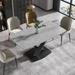 71" Rectangular Sintered Stone Dining Table with Black X-shaped Carbon Steel Legs