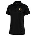 Women's Antigua Black Oakland Athletics Logo Tribute Polo