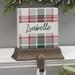 Personalization Mall Fresh Plaid Stocking Holder Wood in Brown/Green/Red | 6.25 H x 2.75 W in | Wayfair 37501