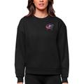 Women's Antigua Black Columbus Blue Jackets Primary Logo Victory Crewneck Pullover Sweatshirt