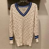American Eagle Outfitters Sweaters | American Eagle Oversized Sweater. Cream With Blue/Black Stripes. Small | Color: Blue/Cream | Size: S