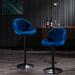 Everly Quinn Set Of 2 Counter Height Bar Stools Velvet/Metal in Blue | 19.49 W x 16.93 D in | Wayfair 71907E0200B74A06A696042689919751