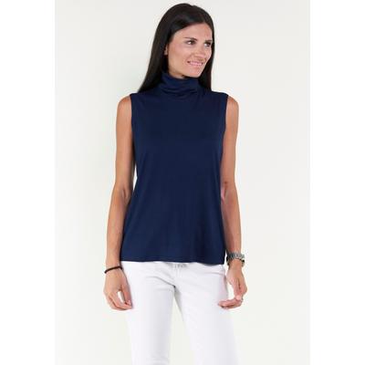 Tanktop SEIDEL MODEN, Damen, Gr. 44, blau (navy), Jersey, Obermaterial: 95% Viskose, 5% Elasthan, unifarben, casual, figurumspielend hüftbedeckend, Rundhals, ohne Ärmel, Tops, Sommer-Top mit Rollkragen - MADE IN GERMANY Image