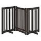 PawHut Freestanding Dog Gate Wood Doorway Safety Pet Barrier Fence Foldable w/Latch Support Feet Deep Brown, 155 x 76 cm