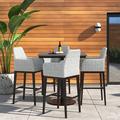 Oxford Garden Oland & Travira 4 - Person Square 38" Long Powder Coated Aluminum Bar Height Outdoor Dining Set Wood in Black/Brown/Gray | Wayfair