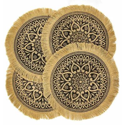 Brown Tassel Dining Table a capasin Set of 4 Brown Bohemian Round Placemats for Modern Dining Beige