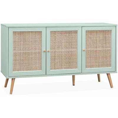 Sideboard mit Rattangeflecht 120 x 39 x 70 cm - Seladon Grün - Sweeek