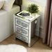 Mercer41 Granstrand 3-Drawer Mirrored Nightstand w/ Wireless Charging Station Glass in Gray | 23.6 H x 17.3 W x 13.4 D in | Wayfair