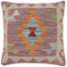 Bohemian Farmer Turkish Hand-Woven Kilim Pillow - 18'' x 18''