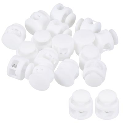 120Pcs 0.6" Dia Cord Locks Double Hole Cord Fastener White