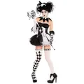 Costume de clown LYus pour femmes robe de soirée de paupières d'Halloween élan vilain Harlequin