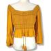 American Eagle Outfitters Tops | American Eagle Outfitters Peasant Crochet Crop Top In Mustard: Medium | Color: Orange/Yellow | Size: M