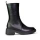 Womens Calf High Boots Ladies Winter Biker Low Heel Casual Riding Western Booties Size 3-8 Black Synthetic Leather