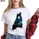 T-shirt manches courtes pour femme estival et décontracté avec impression le loup à venir