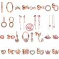 Boucles d'oreilles pavées d'éventail en or rose pour femmes breloque en argent regardé 925 bijoux