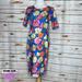 Lularoe Dresses | Lularoe Medium Realistic Floral Nwt Julia Dress | Color: Blue/Pink | Size: M
