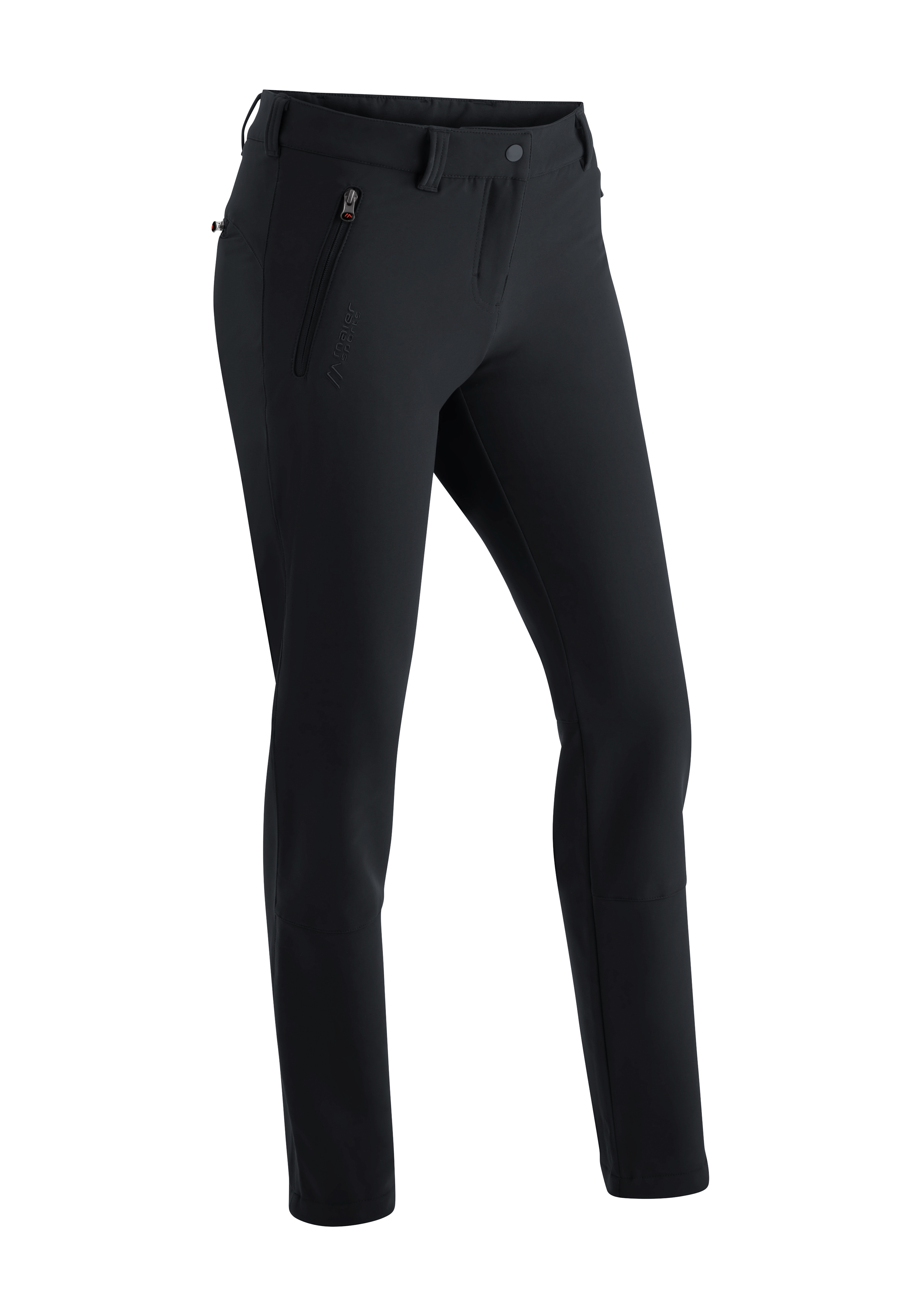 Funktionshose MAIER SPORTS "Helga slim", Damen, Gr. 27, Kurzgrößen, schwarz, 90% Polyester, 10% Elasthan, Hosen, warme Damen Outdoorhose, robuste Wanderhose, Slim Fit Image