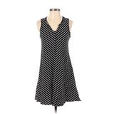 Universal Thread Casual Dress - A-Line V Neck Sleeveless: Black Chevron/Herringbone Dresses - Women's Size X-Small