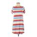 Abercrombie & Fitch Casual Dress - Shift Crew Neck Short sleeves: Red Stripes Dresses - Women's Size X-Small