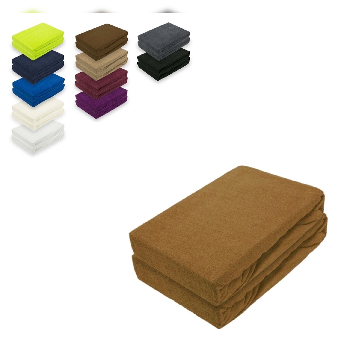 EXKLUSIV HEIMTEXTIL Doppelpack Frottee Spannbettlaken 90 - 100 x 200 cm Nougat Image
