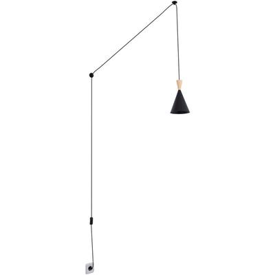 Skandi Pendelleuchte „Lima“ aus Metall und Holz mit Schalter und Image