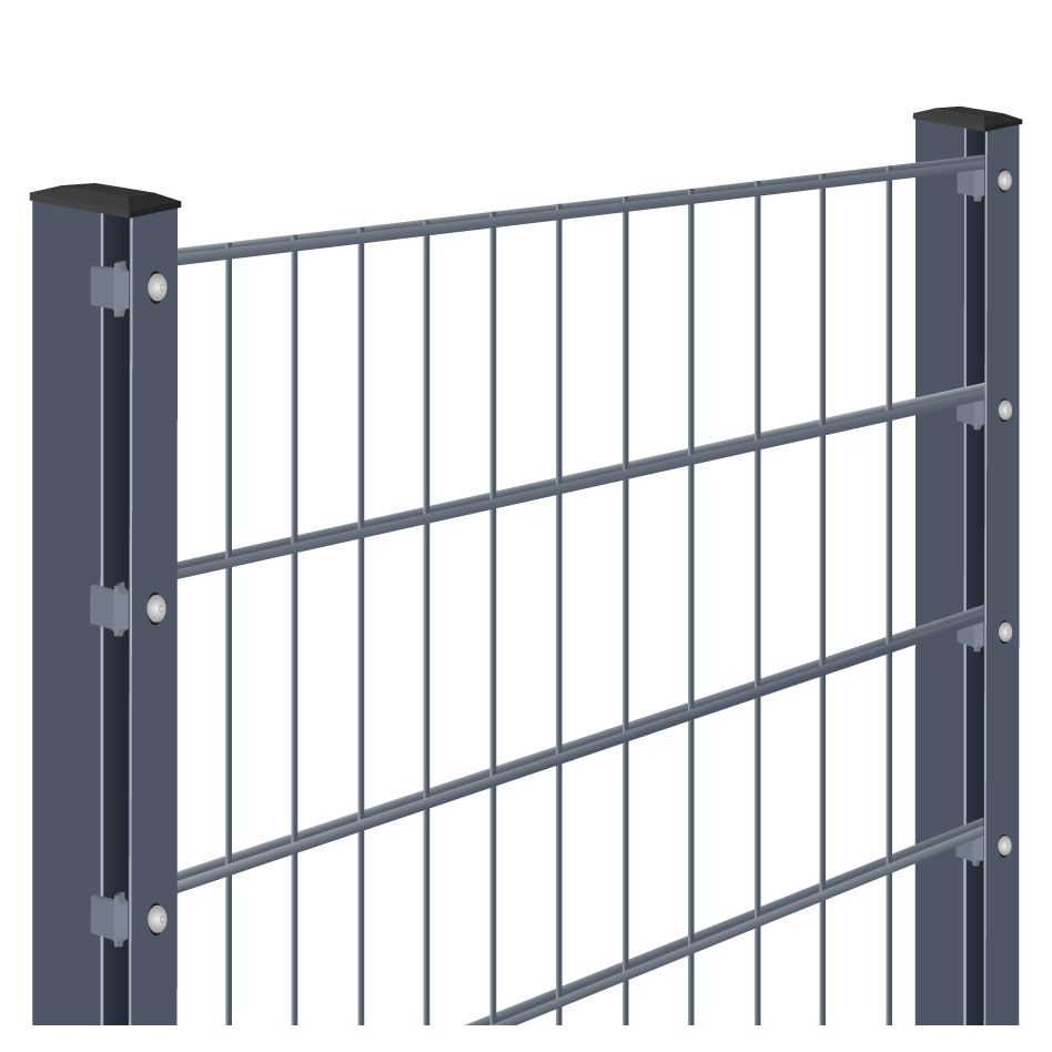 Doppelstabmattenzaun zum Aufdübeln Rundum-sorglos-Paket Anthrazit Komplettset, 2 Ecken, 2030 mm,6/5/6 mm,60 m Image