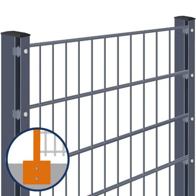 Doppelstabmattenzaun zum Aufdübeln mit Winkelplatte Rundum-sorglos-Paket Anthrazit Komplettset, 6/5/6 mm, 1030 mm,47,5 m Image