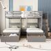 Nestfair Full Over Twin & Twin Bunk Bed with Drawers and Guardrails