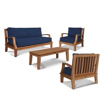 HiTeak Furniture Grande 4-Piece Teak Outdoor Patio Deep Seating Set