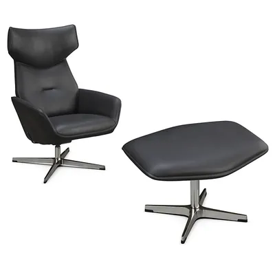 Kebe Palma Leather Recliner with Ottoman