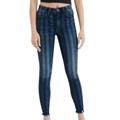 American Eagle Outfitters Jeans | American Eagle Blue Striped Super Hi-Rise Jegging Crop Cutoff Skinny Jeans Sz 6 | Color: Blue/Red/Tan | Size: 6