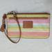 Coach Bags | Coach Striped Wristlet | Color: Green/Pink | Size: 7.5 X 4.5