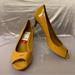 Coach Shoes | Coach Womens Peep Toe Mid Heel Slip On Pumps Tan Patent Leather Size 8 Preowned. | Color: Tan | Size: 8