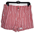 American Eagle Outfitters Shorts | American Eagle Women's Red White Stripe High Waist Linen Cuffed Shorts Size 8 | Color: Red/White | Size: 8