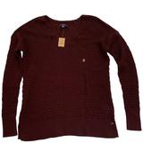American Eagle Outfitters Sweaters | American Eagle Women's Xs V-Neck Burgundy Cable Knit Pullover Sweater | Color: Red | Size: Xs