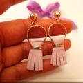 Anthropologie Jewelry | Leather Tassel Earrings,Super Cute Gold,Brand New! | Color: Gold/Purple | Size: Os